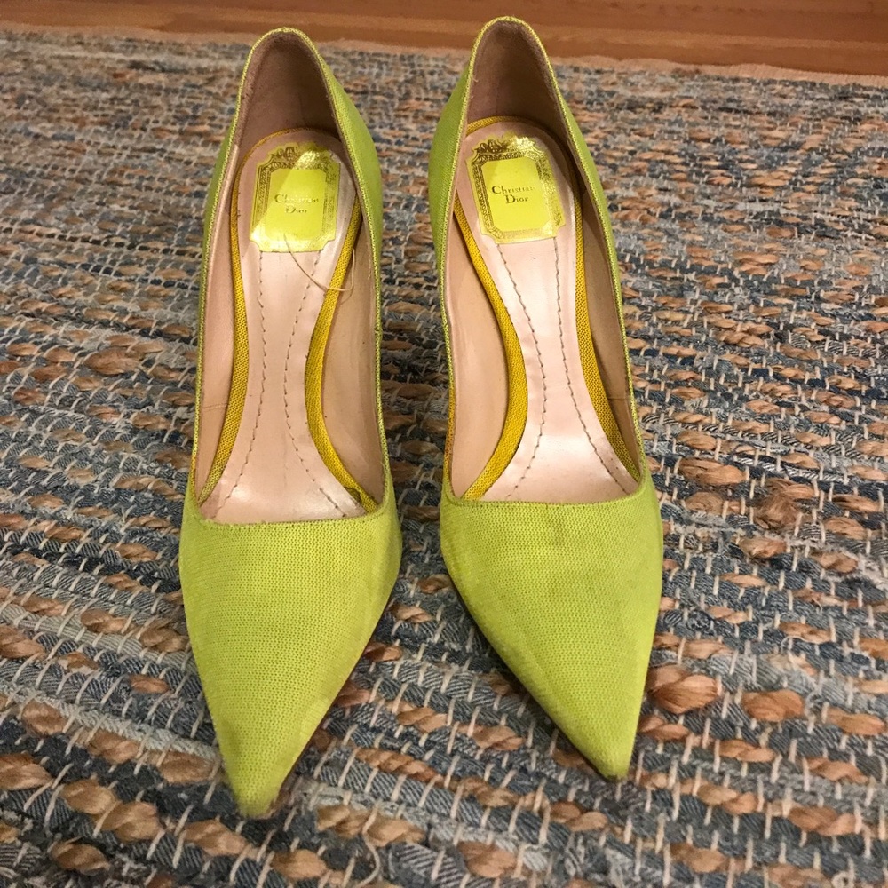 Christian Dior lime green/neon yellow heels